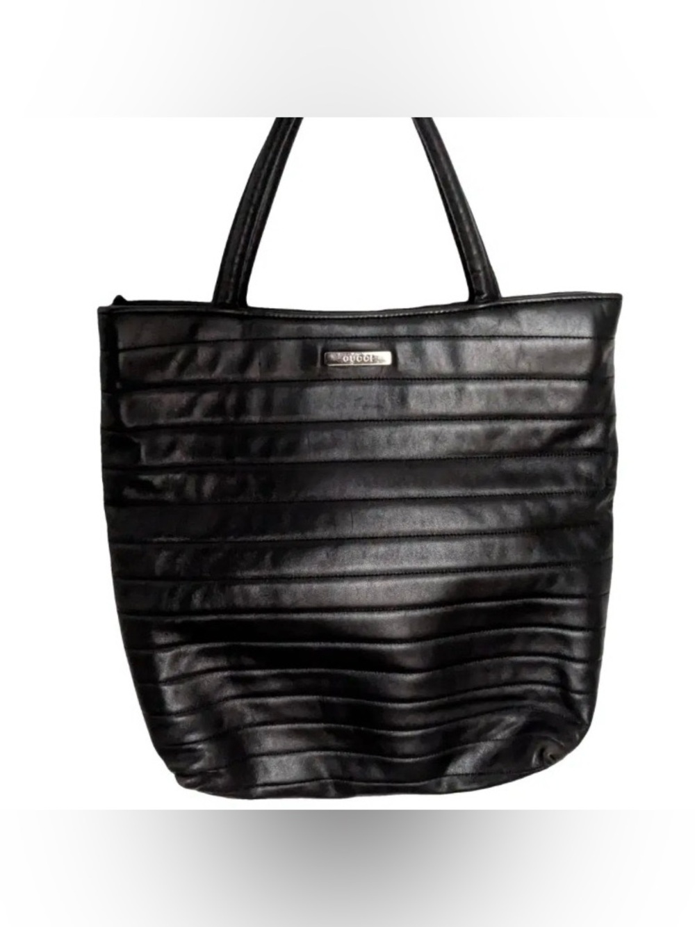 Gucci Vintage Black Pleated Leather  Tote